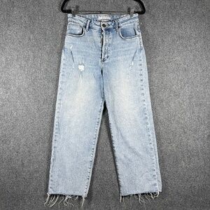 Whetherly Vincent Slouchy Wide Leg Jeans Distressed Light Wash Womens Size 28/6